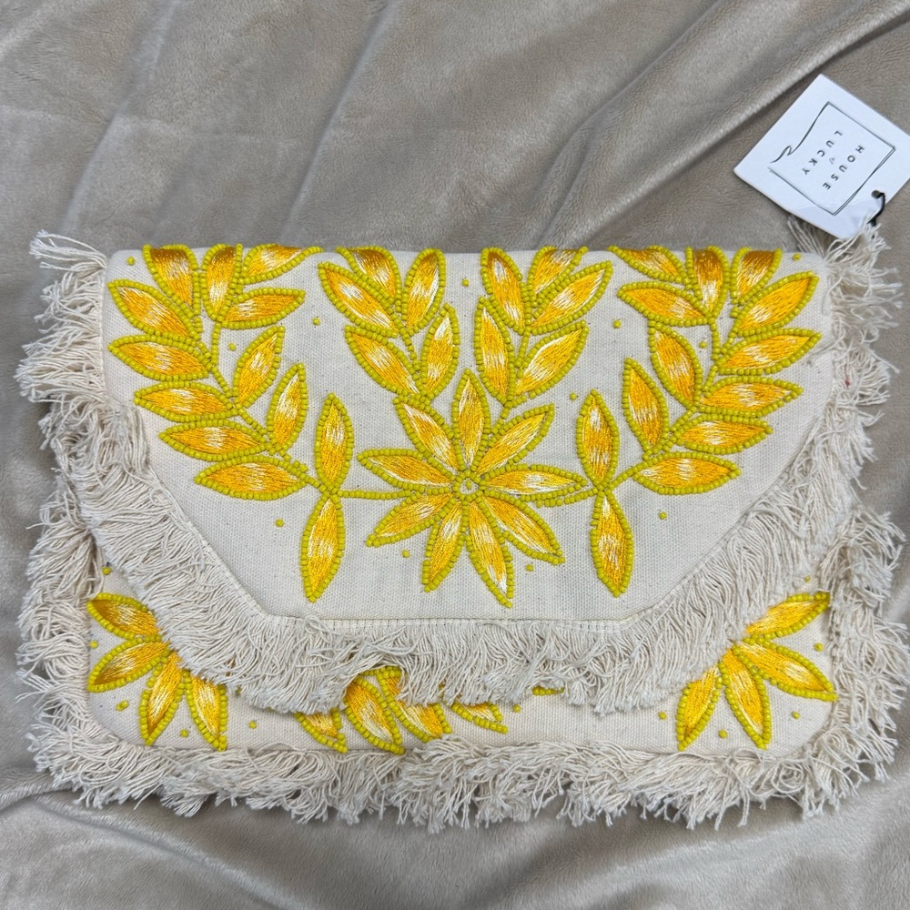 Floral Beaded Clutch (with optional use gold chain)